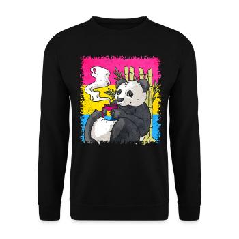 Pansexual Pride Pan Flag Panda Coffee Sublte LG - Unisex Sweatshirt - black - Front - Alina (178cm) & Michal (187cm)