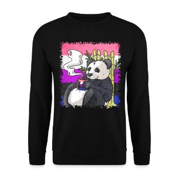 Gender Fluid Pride Flag Panda Coffee Sublte - Unisex Sweatshirt - black - Front - Alina (178cm) & Michal (187cm)
