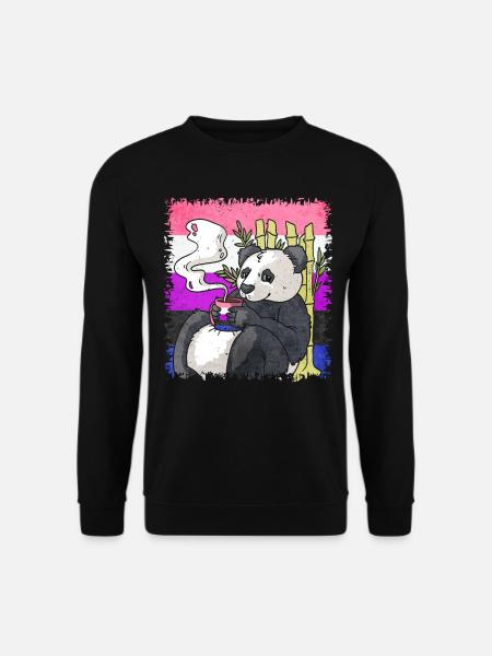 Geschlecht Fluid Stolz Flagge Panda Kaffee Sublte - Unisex Pullover - Schwarz