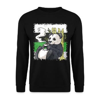 Demiromantischer Stolz Flagge Panda Kaffee Sublte - Unisex Pullover - Schwarz - Vorne - Alina (178cm) & Michal (187cm)