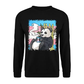 Transgender Pride Trans Flag Panda Coffee Sublte - Unisex Sweatshirt - black - Front - Alina (178cm) & Michal (187cm)