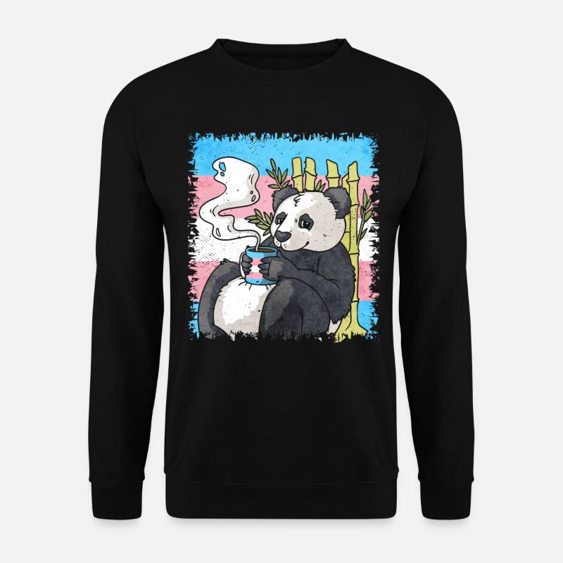 Transgender Stolz Trans Flagge Panda Kaffee Sublte - Unisex Pullover - Schwarz