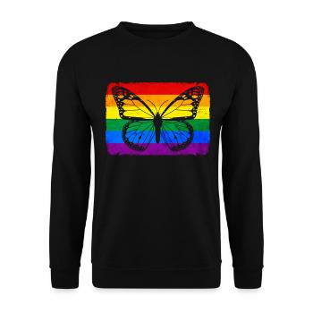 Gay Pride Rainbow Flag Butterfly - Sweat-shirt Unisexe - noir - Devant - Alina (178cm) & Michal (187cm)