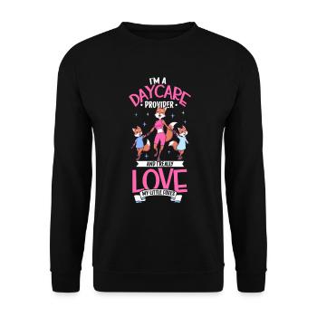 I really love my little foxes - Tagesmutter - Unisex Pullover - Schwarz - Vorne - Alina (178cm) & Michal (187cm)