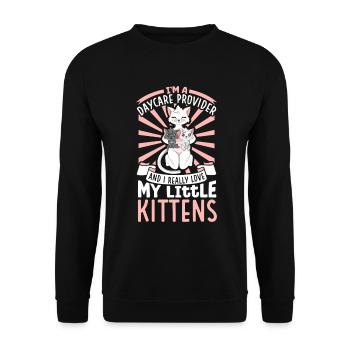 I really love my little kittens - Tagesmutter - Unisex Pullover - Schwarz - Vorne - Alina (178cm) & Michal (187cm)