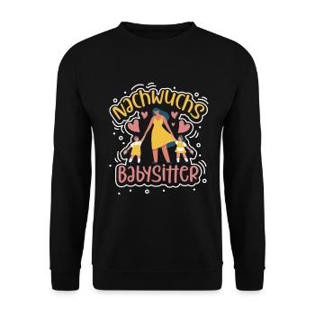 Nachwuchs Babysitter - Unisex Pullover - Schwarz - Vorne - Alina (178cm) & Michal (187cm)