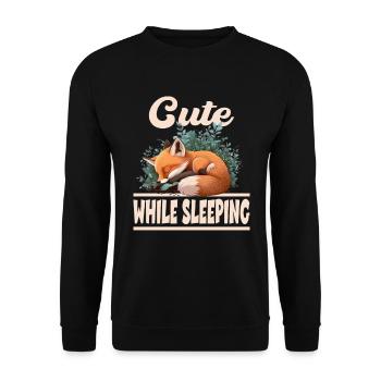 Cute While Sleeping Niedlicher Fuchs Schlafen - Unisex Pullover - Schwarz - Vorne - Alina (178cm) & Michal (187cm)