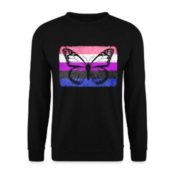 Gender Fluid Pride Flag Butterfly Sublte - Unisex Sweatshirt - black - Front - Alina (178cm) & Michal (187cm)