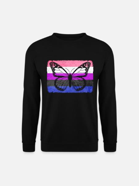 Geschlecht Fluid Stolz Flagge Schmetterling Sublte - Unisex Pullover - Schwarz