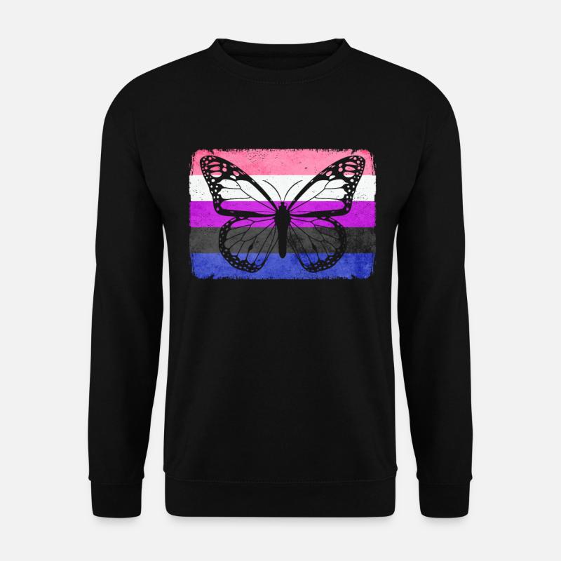 Geschlecht Fluid Stolz Flagge Schmetterling Sublte - Unisex Pullover - Schwarz