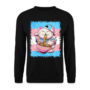 Transgender Stolz Trans Flagge Japanische Ramen Ka - Unisex Pullover - Schwarz - Vorne - Alina (178cm) & Michal (187cm)