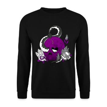Asexual Pride Ace Flag Skull Snakes Roses Sublte - Unisex Sweatshirt - black - Front - Alina (178cm) & Michal (187cm)