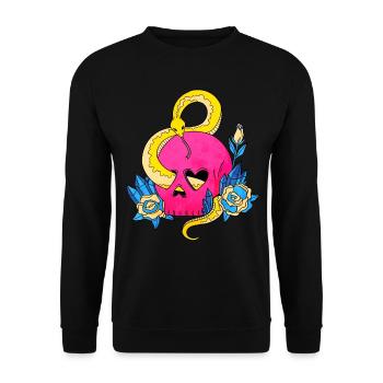 Pansexual Pride Pan Flag Skull Snakes Pink - Unisex Sweatshirt - black - Front - Alina (178cm) & Michal (187cm)