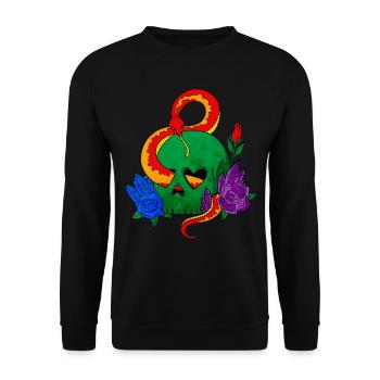 gay pride rainbow flag skull snake - Unisex Sweatshirt - black - Front - Alina (178cm) & Michal (187cm)