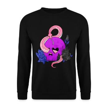 Genre Fluid Pride Flag Skull Snakes Ro - Sweat-shirt Unisexe - noir - Devant - Alina (178cm) & Michal (187cm)