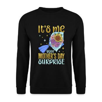 Avec des fleurs - surprise pour la fête des mères - Sweat-shirt Unisexe - noir - Devant - Alina (178cm) & Michal (187cm)