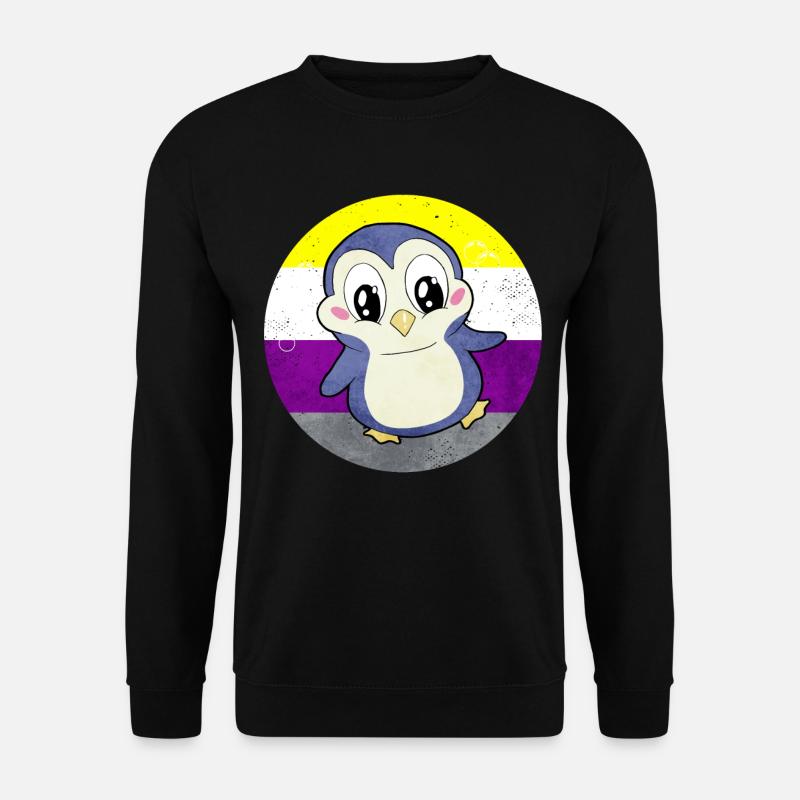 Nicht binäre Stolz Flagge Pinguin Sublte LGBTQ - Unisex Pullover - Schwarz