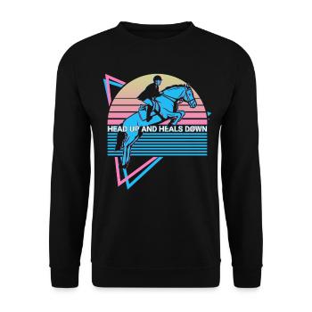Pferd Pferde Retro - Unisex Pullover - Schwarz - Vorne - Alina (178cm) & Michal (187cm)