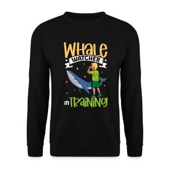 Whale Watcher in Training - Whale Watching - Unisex Sweatshirt - black - Front - Alina (178cm) & Michal (187cm)