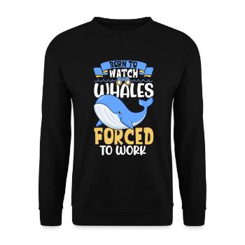 Born to Whale Watching - Whale Watching - Unisex Sweatshirt - black - Front - Alina (178cm) & Michal (187cm)