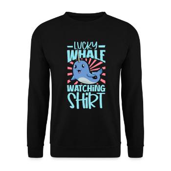 Walbeobachtung - Observation des baleines chanceuses - Sweat-shirt Unisexe - noir - Devant - Alina (178cm) & Michal (187cm)