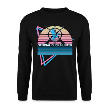 Funny Duck Hunt Duck Hunter Retro - Unisex Sweatshirt - black - Front - Alina (178cm) & Michal (187cm)