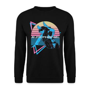 Funny Jiu Jitsu Retro - Unisex Sweatshirt - black - Front - Alina (178cm) & Michal (187cm)