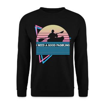 Funny Kayak Kayaking Retro - Unisex Sweatshirt - black - Front - Alina (178cm) & Michal (187cm)