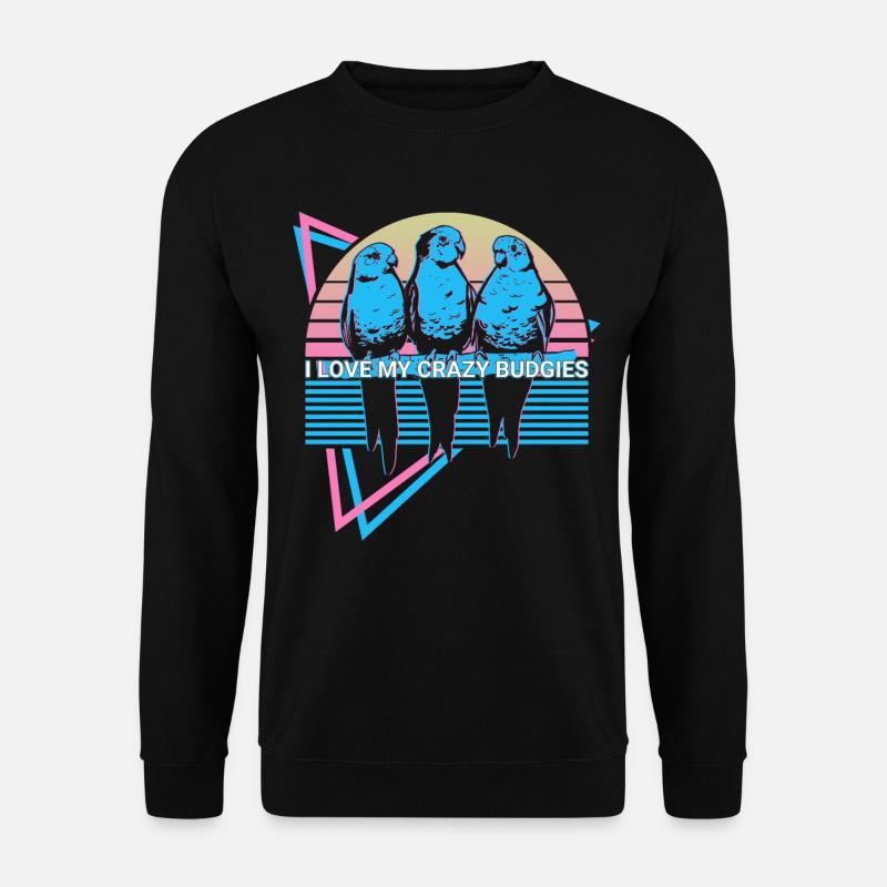 Budgie Parakeet Retro - Unisex Sweatshirt - black