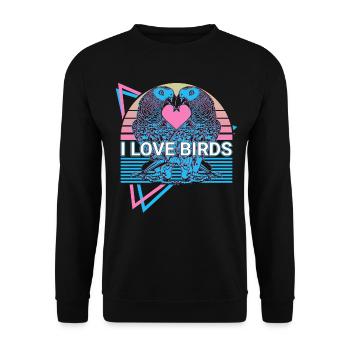 Perruche Perroquet Rétro - Sweat-shirt Unisexe - noir - Devant - Alina (178cm) & Michal (187cm)