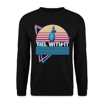 Nymphensittich Papagei Retro - Unisex Pullover - Schwarz - Vorne - Alina (178cm) & Michal (187cm)