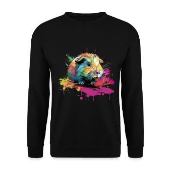 Meerschweinchen Steetart Color Splash - Unisex Pullover - Schwarz - Vorne - Alina (178cm) & Michal (187cm)