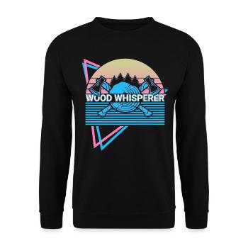 Holzfäller Holzbearbeitung Retro - Unisex Pullover - Schwarz - Vorne - Alina (178cm) & Michal (187cm)