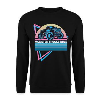 Monster Truck Retro - Unisex Sweatshirt - black - Front - Alina (178cm) & Michal (187cm)