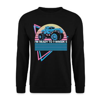 Monstertruck Retro - Unisex Pullover - Schwarz - Vorne - Alina (178cm) & Michal (187cm)