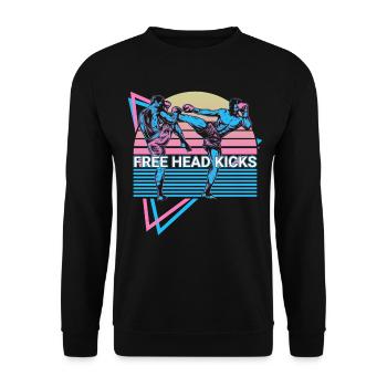 Muay Thai Kickboxen Retro - Unisex Pullover - Schwarz - Vorne - Alina (178cm) & Michal (187cm)