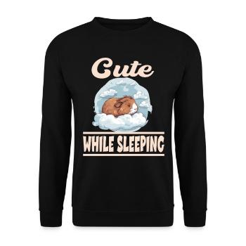 Niedliches Meerschweinchen Schläft Schlafen - Unisex Pullover - Schwarz - Vorne - Alina (178cm) & Michal (187cm)