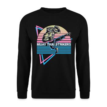 Muay Thai Kickboxen Retro - Unisex Pullover - Schwarz - Vorne - Alina (178cm) & Michal (187cm)
