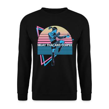 Muay Thai Kickboxen Retro - Unisex Pullover - Schwarz - Vorne - Alina (178cm) & Michal (187cm)