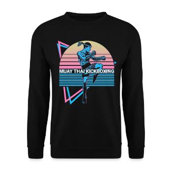 Muay Thai Kickboxen Retro - Unisex Pullover - Schwarz - Vorne - Alina (178cm) & Michal (187cm)