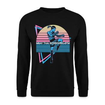 Muay Thai Kickboxen Retro - Unisex Pullover - Schwarz - Vorne - Alina (178cm) & Michal (187cm)