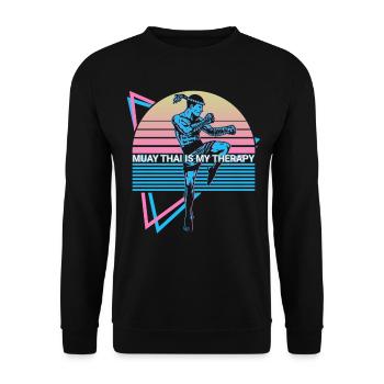 Muay Thai Kickboxen Retro - Unisex Pullover - Schwarz - Vorne - Alina (178cm) & Michal (187cm)