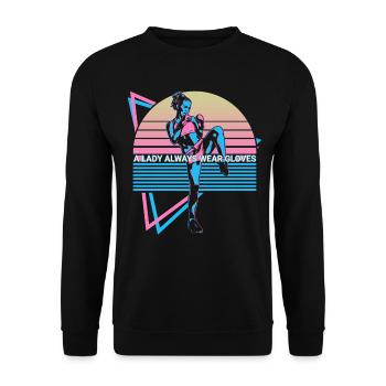 Muay Thai Kickboxen Retro - Unisex Pullover - Schwarz - Vorne - Alina (178cm) & Michal (187cm)
