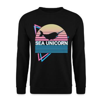 Narwal Retro - Unisex Pullover - Schwarz - Vorne - Alina (178cm) & Michal (187cm)