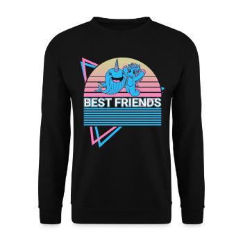 Narwal Retro - Unisex Pullover - Schwarz - Vorne - Alina (178cm) & Michal (187cm)