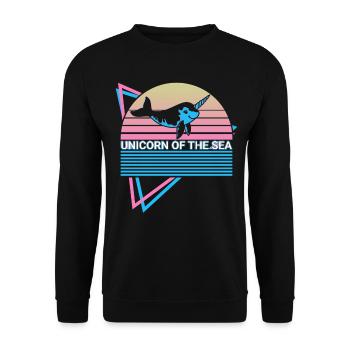 Narwal Retro - Unisex Pullover - Schwarz - Vorne - Alina (178cm) & Michal (187cm)