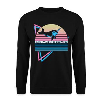 Narwal Retro - Unisex Pullover - Schwarz - Vorne - Alina (178cm) & Michal (187cm)