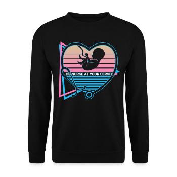Obgyn Retro - Unisex Pullover - Schwarz - Vorne - Alina (178cm) & Michal (187cm)