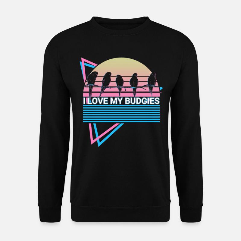 Budgie Parakeet Retro - Unisex Sweatshirt - black