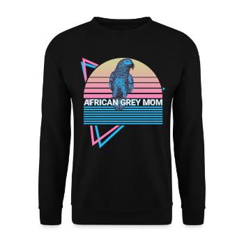 Mama Perroquet Gris Africain Rétro - Sweat-shirt Unisexe - noir - Devant - Alina (178cm) & Michal (187cm)